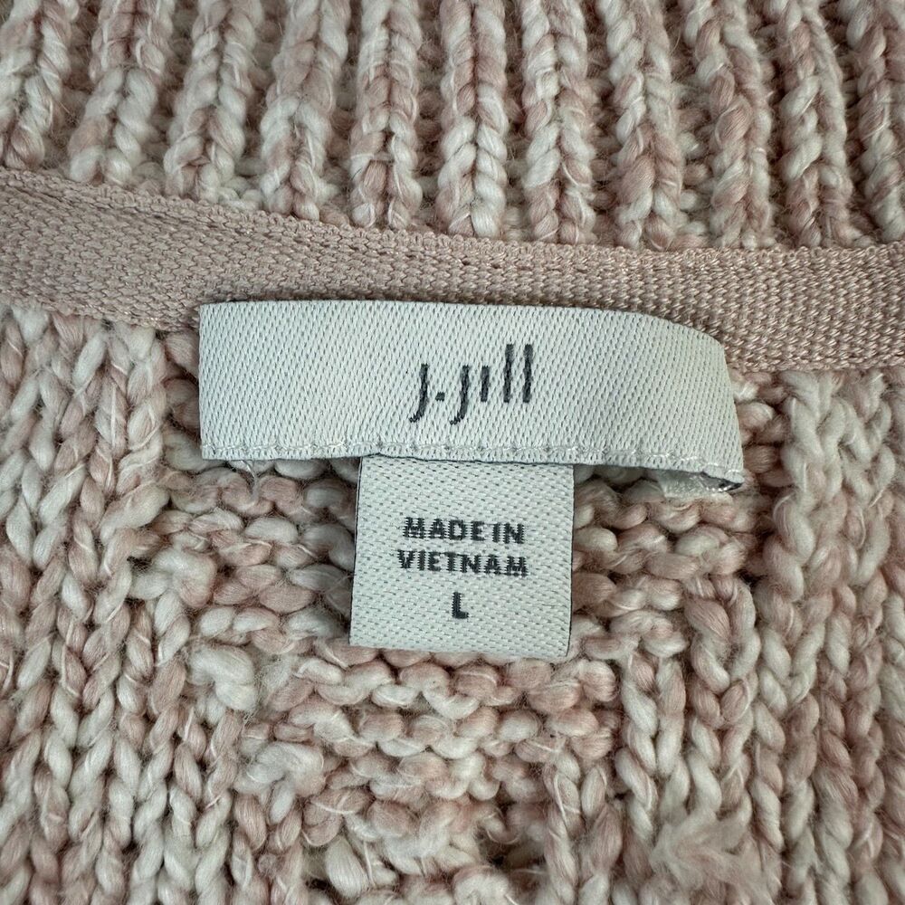 J Jill Sweater Size Large Pink and White Color V-neck Three-Quarter Sleeve - Picture 3 of 9